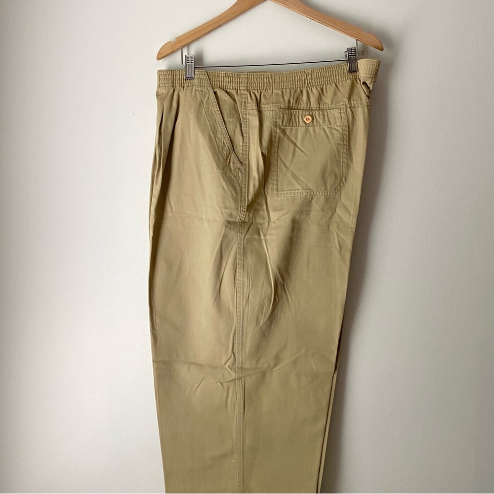 Vintage Weekends Men’s Plus Size XL- 3XL Tan Pleated Cotton Pants Elastic Waist